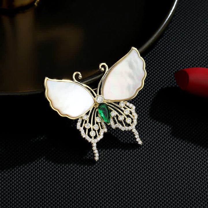 Broche de mariposa de concha natural para mujer