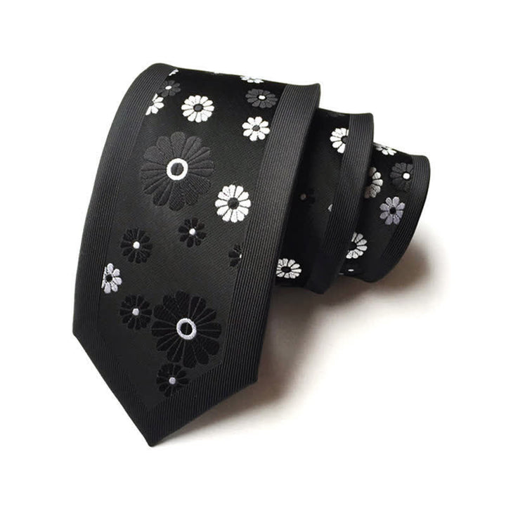 Corbata estrecha con estampado floral de margaritas para hombre