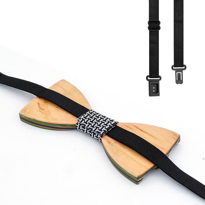 Juego de 2 pajaritas de madera con grabado láser deslumbrante para hombre