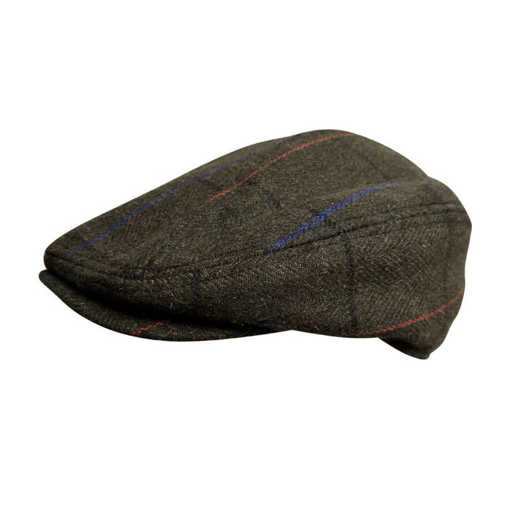 Boina vintage con rayas naranjas y azul oliva