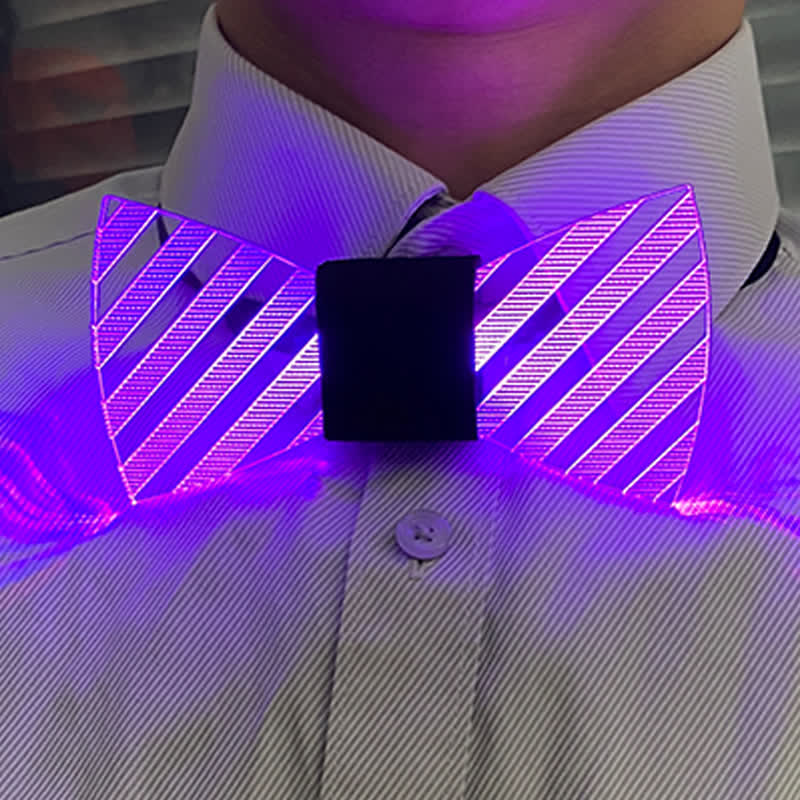 Pajarita de acrílico luminosa para fiestas con rayas de 7 colores