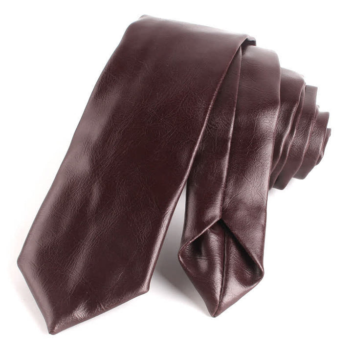 Corbata informal estrecha de cuero sintético para hombre
