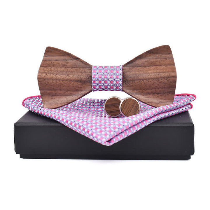 Juego de 3 pajaritas de madera de nogal negro para hombre