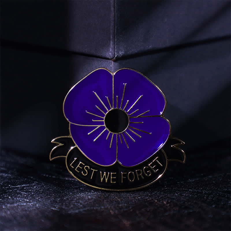 Broche unisex de 3 piezas con la frase Lest We Forget Poppy