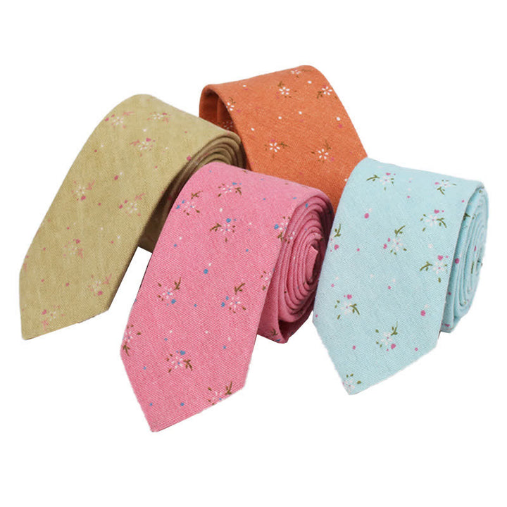 Corbata fina elegante con diseño floral para hombre