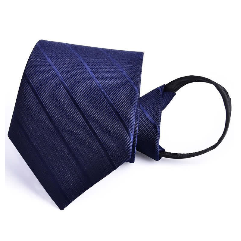 Corbata de negocios con cremallera y rayas a cuadros para hombre - Azul marino a rayas - image 19