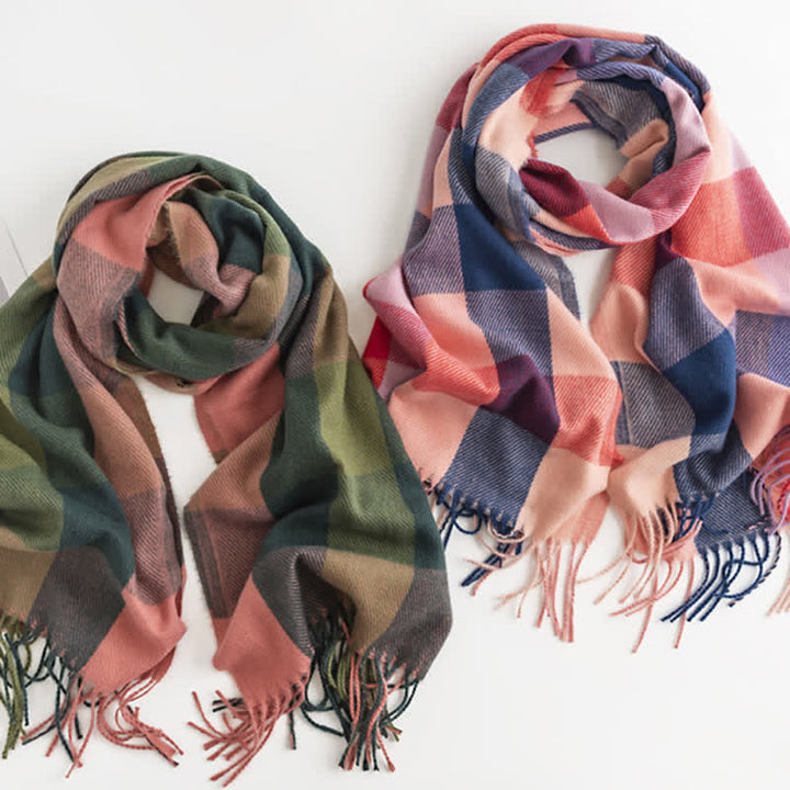 Bufanda con flecos de colores vivos y brillantes para mujer