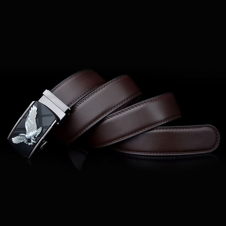 Cinturón de cuero con hebilla automática con diseño de águila animal para hombre