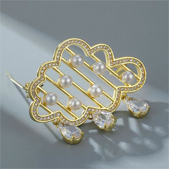 Broche de perlas con forma de nube lluviosa para mujer