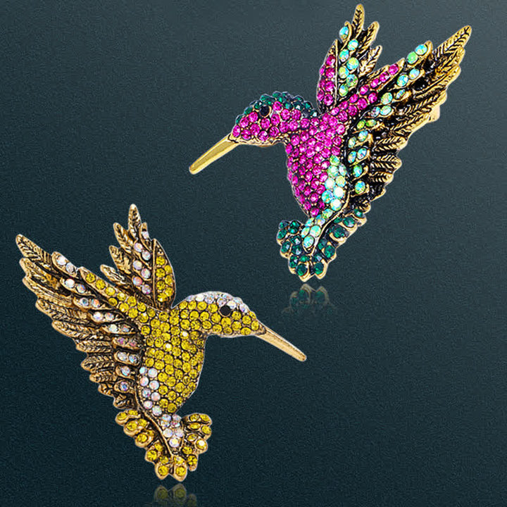 Broche de diamantes de imitación con forma de colibrí para mujer