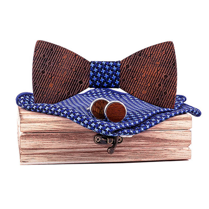 Juego de 3 pajaritas de madera con forma de hojas huecas para hombre.