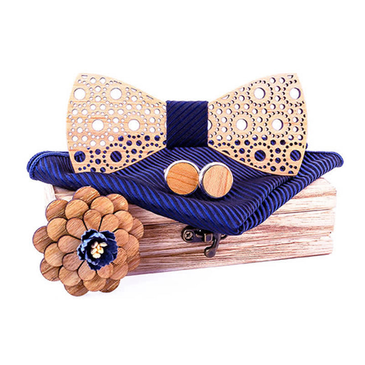 Juego de 4 pajaritas de madera huecas y redondas para hombre.