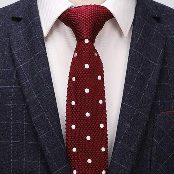 Corbata de punto con lunares blancos para hombre