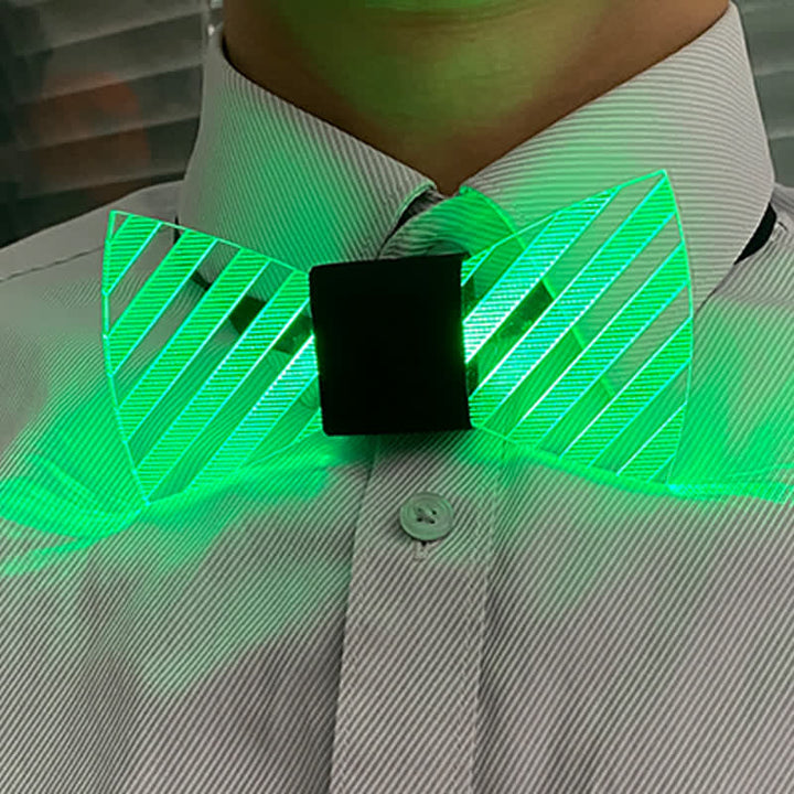 Pajarita de acrílico luminosa para fiestas con rayas de 7 colores