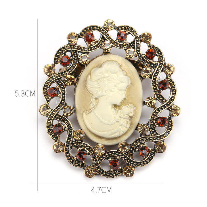 Broche de camafeo de reina del siglo XIX para mujer