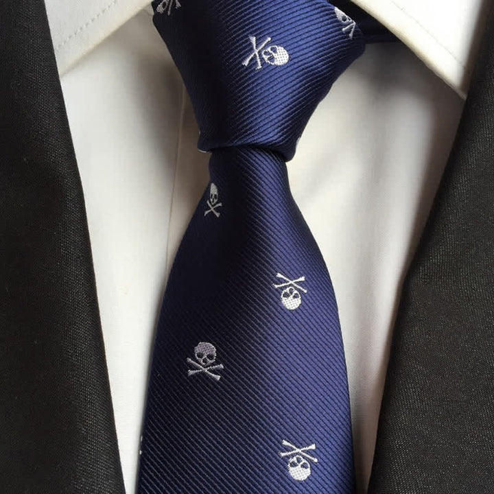 Corbata de hombre con huesos cruzados y esqueleto de Halloween 