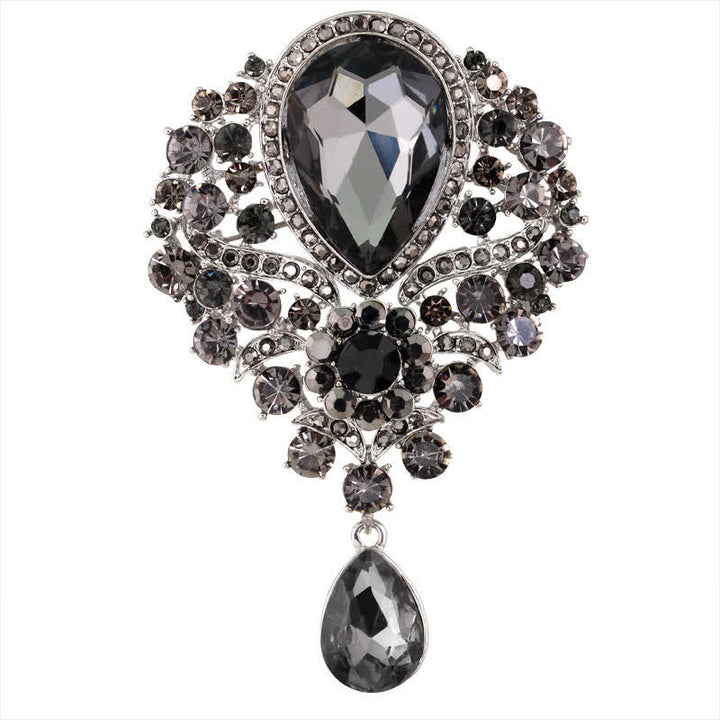 Broche de cristal transparente con forma de flor y gota de agua para mujer.