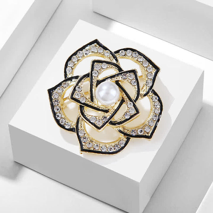 Broche de camelia hueca decorativa para mujer