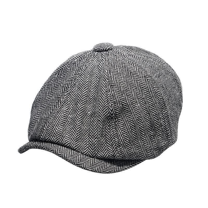 Boina octogonal con diseño de espiga versátil para hombre
