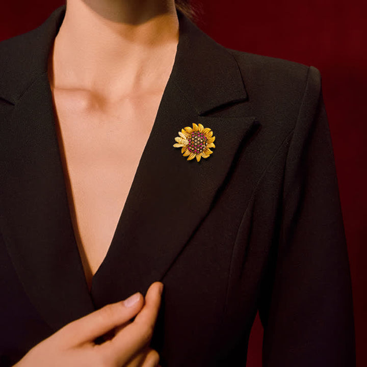 Broche de abeja encantadora con girasoles vivos para mujer