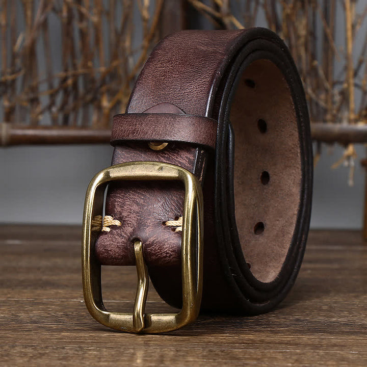 Cinturón elegante de cuero agrietado y desgastado para hombre