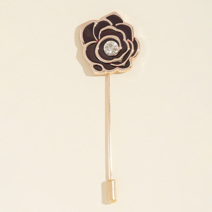 Broche de flor de rosa negra para mujer