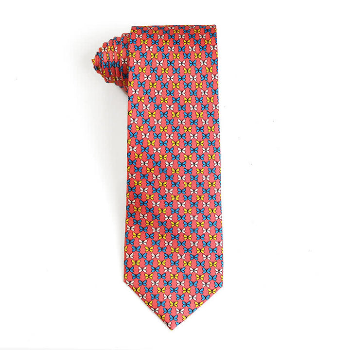 Corbata de seda pura con motivos de animales bailando para hombre
