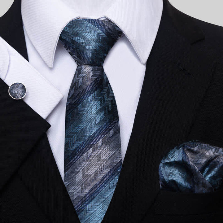 Conjunto de 3 corbatas de rayas verdes y grises para hombre