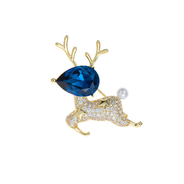Broche de perlas con forma de alce pequeño para mujer