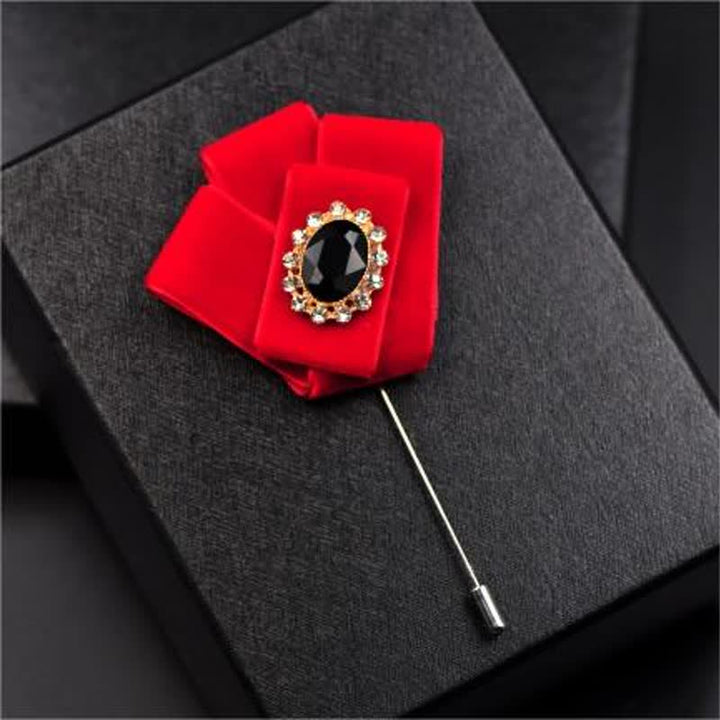 Juego de 2 broches de terciopelo con diamantes de imitación