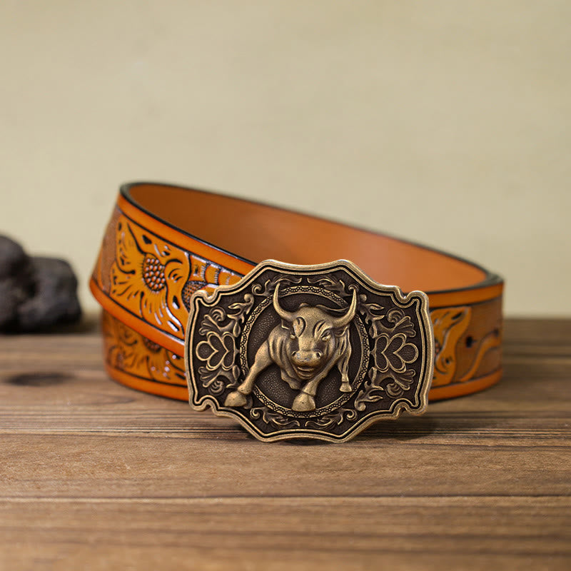 Cinturón de cuero con hebilla Matador para hombre hecho a mano