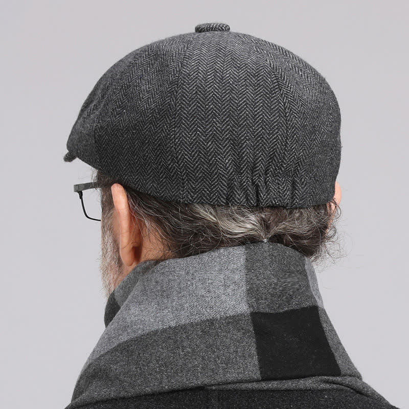 Boina octogonal con diseño de espiga versátil para hombre