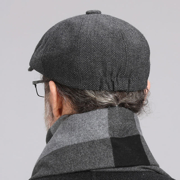 Boina octogonal con diseño de espiga versátil para hombre