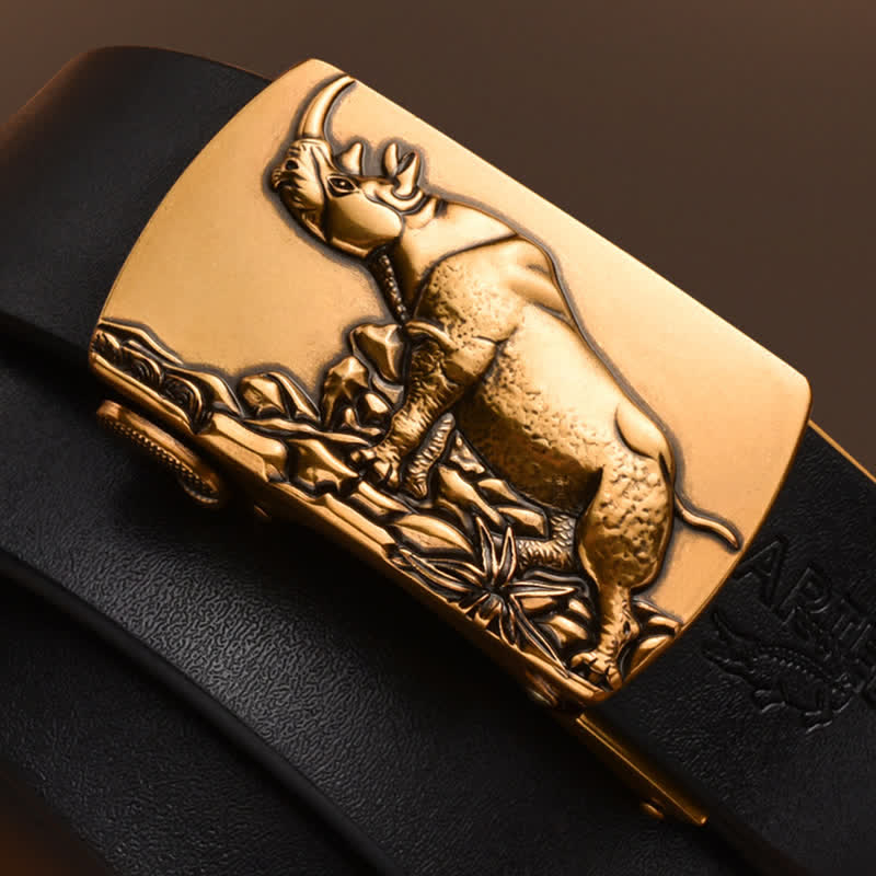 Cinturón de cuero con hebilla automática para hombre Standing Rhino Business