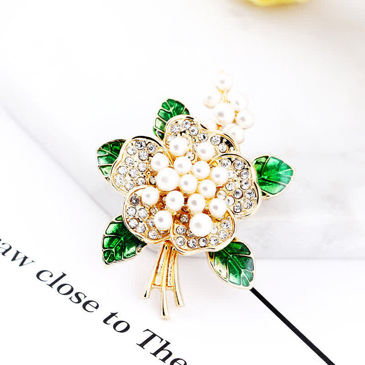 Broche floral con estambres de perlas para mujer
