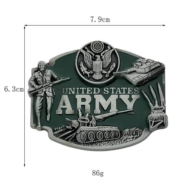 Cinturón de cuero con hebilla de tanque del ejército de los Estados Unidos para hombre, hecho a mano