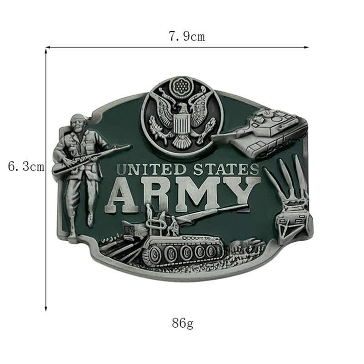Cinturón de cuero con hebilla de tanque del ejército de los Estados Unidos para hombre, hecho a mano