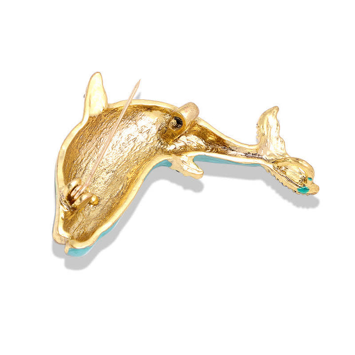 Broche de esmalte con forma de ballena del tesoro para mujer
