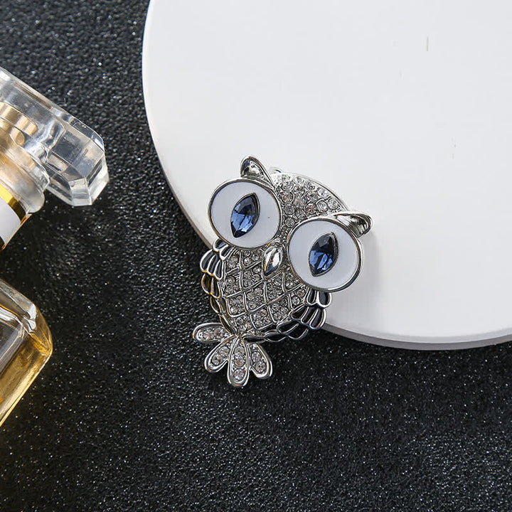 Broche de búho de ojos azules místicos para mujer