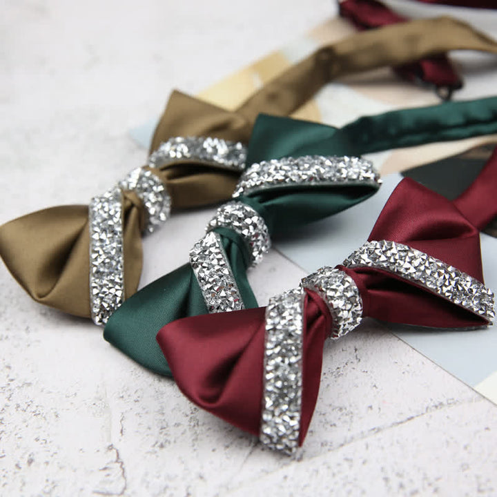 Pajarita de boda con brillantes diamantes de imitación para hombre