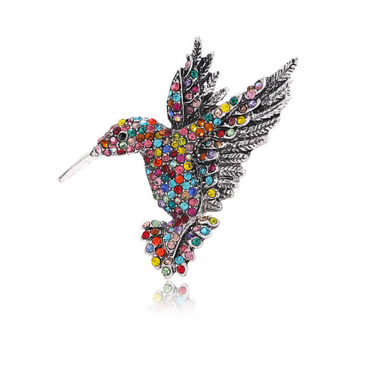 Broche de diamantes de imitación con forma de colibrí para mujer