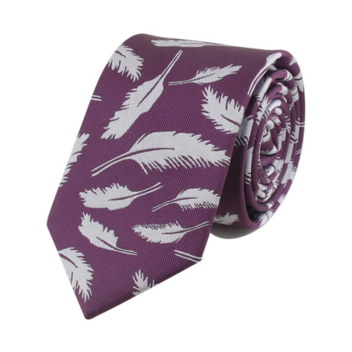 Corbata de jacquard con estampado de plumas para hombre