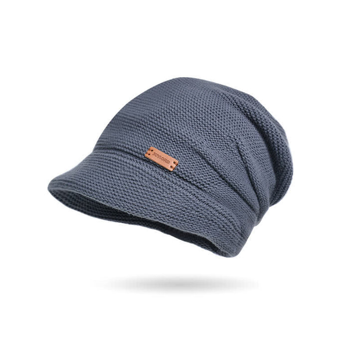 Gorro de punto de ala ancha con parche de letras para mujer