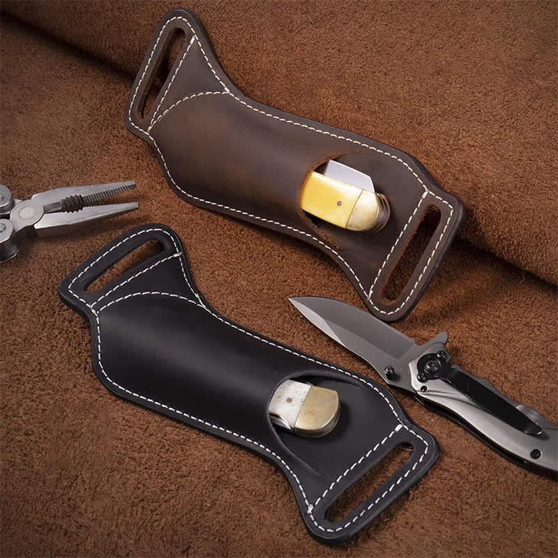 Funda de cuero para cinturón con funda para cuchillos plegable Curve