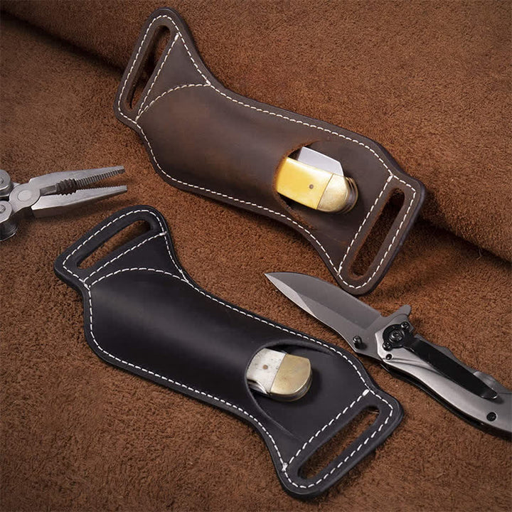 Funda de cuero para cinturón con funda para cuchillos plegable Curve