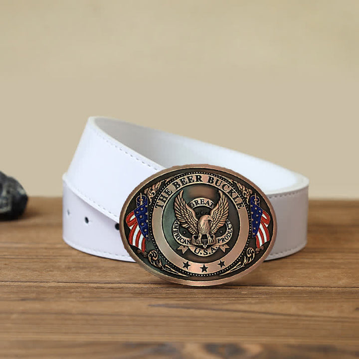 Cinturón de cuero con hebilla para hombre, diseño creativo con bandera de EE. UU. UU. y aguila