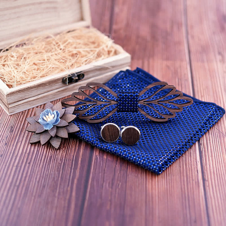 Juego de 4 pajaritas de madera con forma de hojas huecas para hombre