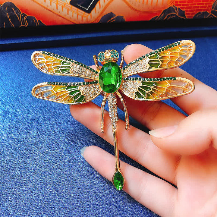 Broche de diamantes de imitación con forma de libélula de lujo para mujer