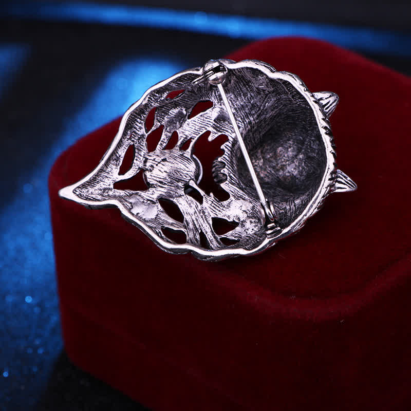 Broche de cabeza de lobo legendario para hombre