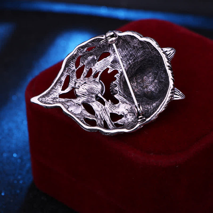 Broche de cabeza de lobo legendario para hombre